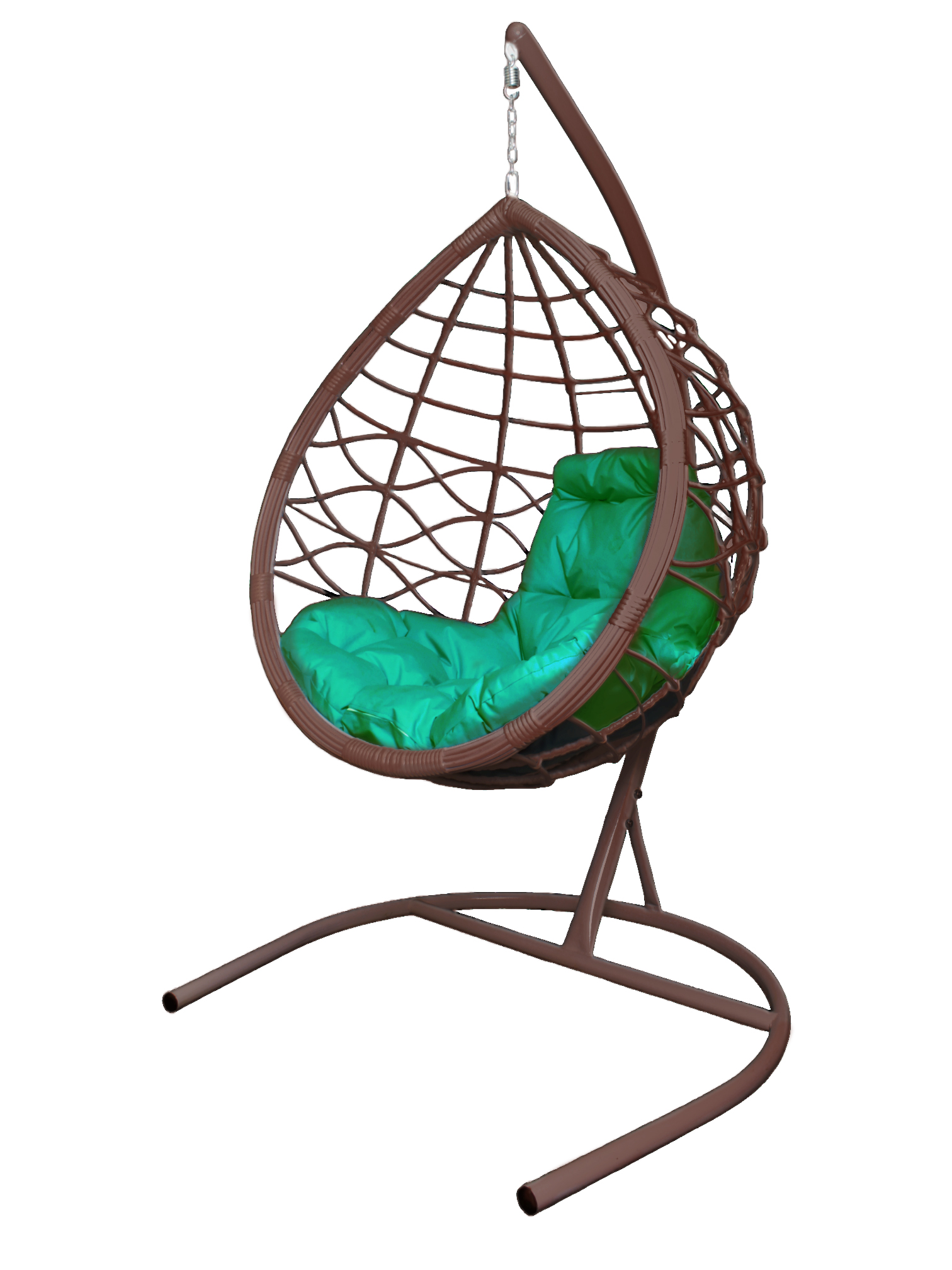 Подвесное кресло коричневый M-Group Капля Лори 11530204 зелёная подушка
