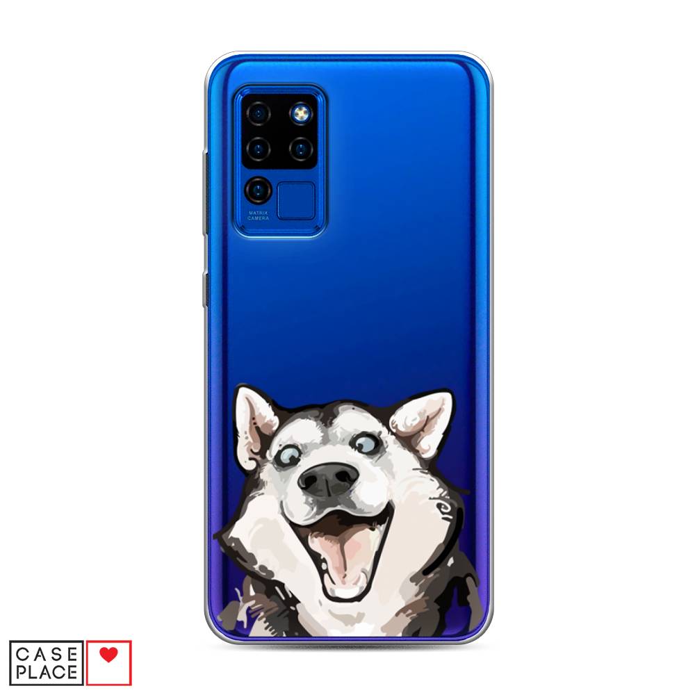 

Чехол Awog на Oukitel C21 / Оукитель C21 "Радостный хаски", Белый;голубой;черный, 230350-1