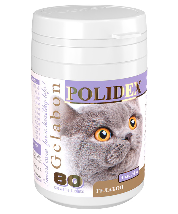 фото Кормовая добавка для кошек polidex gelabon для укрепления связок, суставов и хрящей 75 г