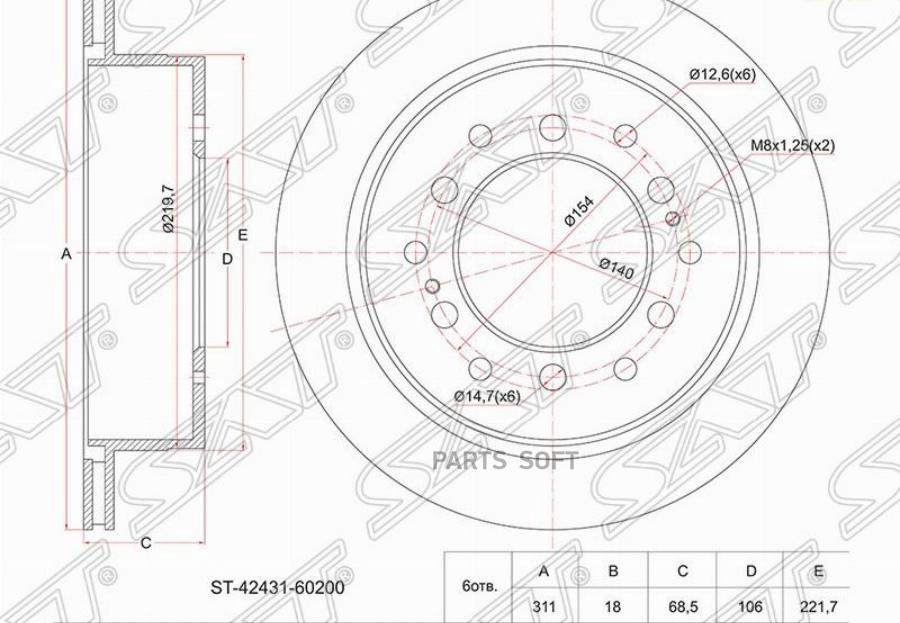 

SAT Диск тормозной зад TOYOTA Land Cruiser Prado 120 96-09 Lexus GX470 02- Surf 21 02-09