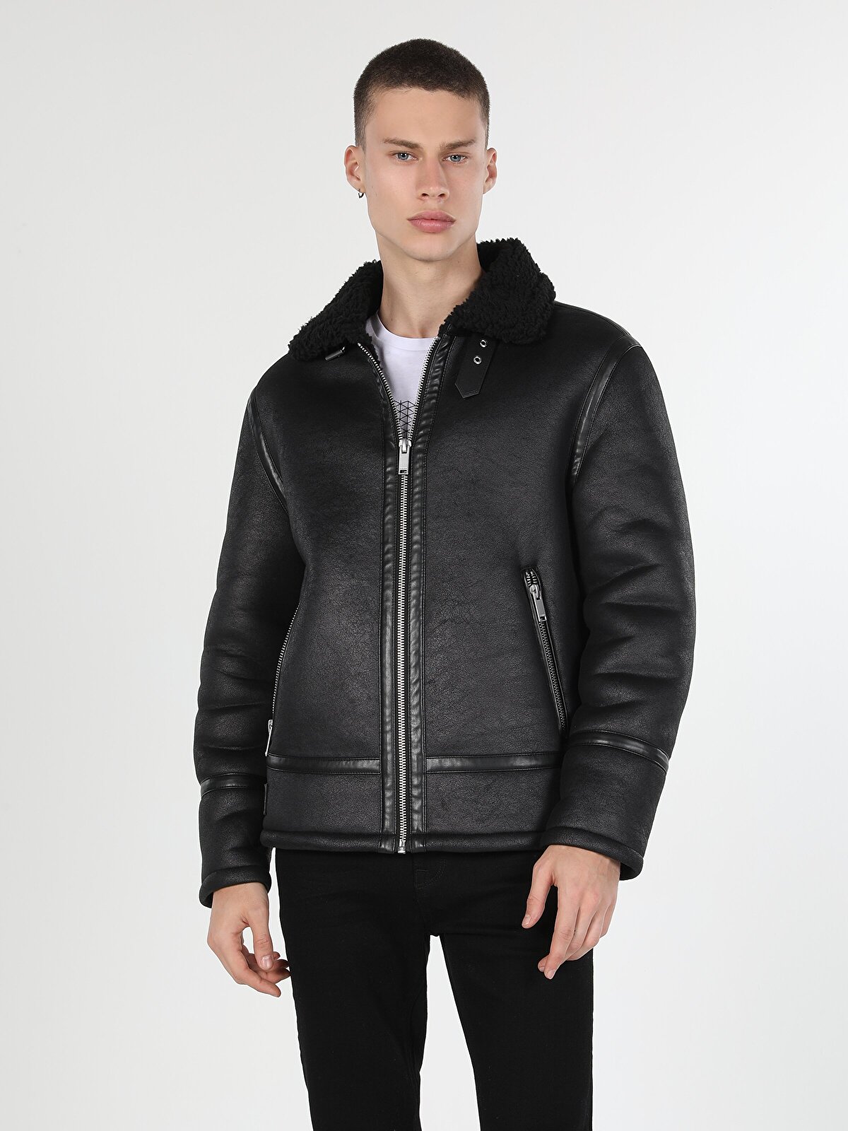 Кожаная куртка мужская Colin's CL1060743_Q1.V1 черная S
