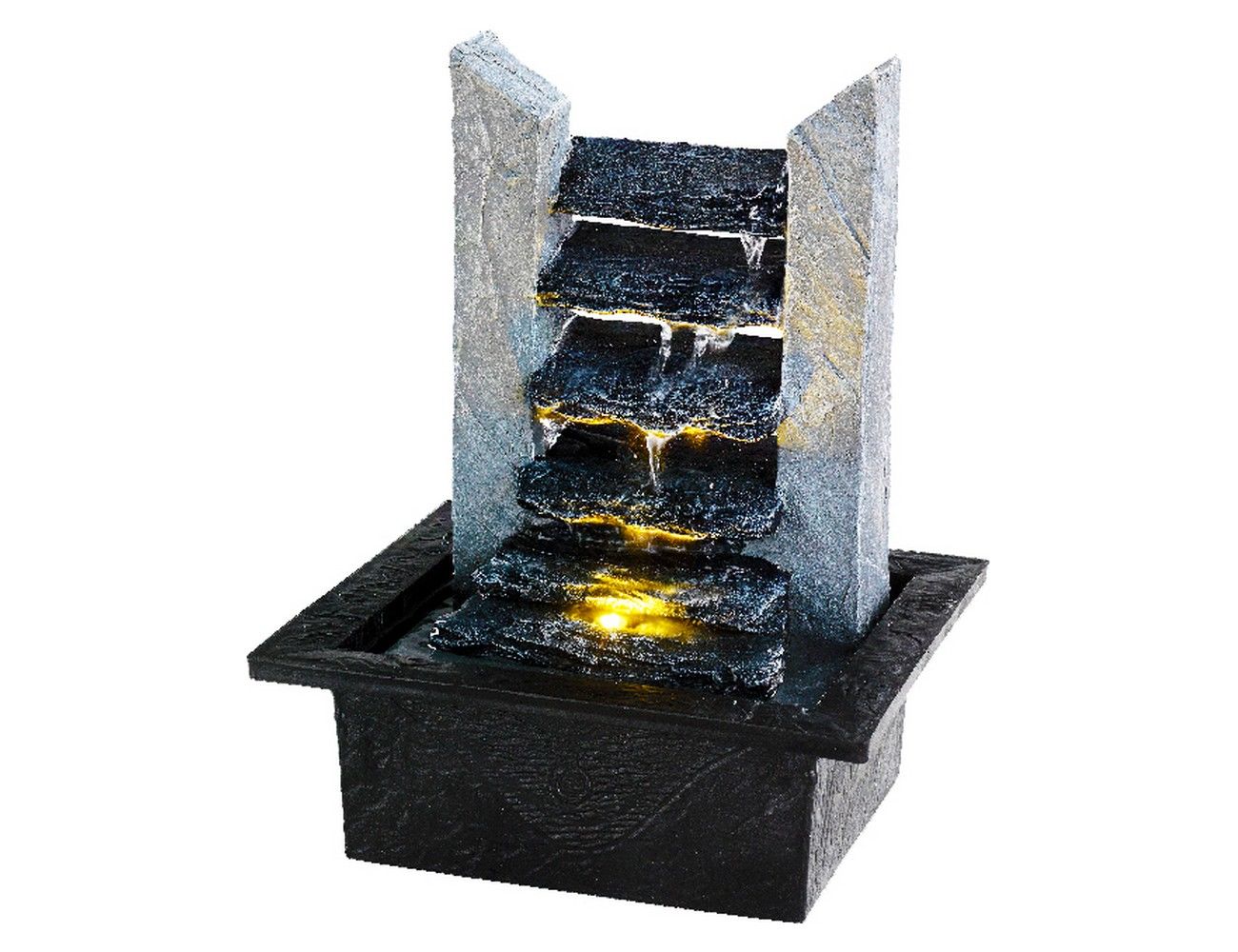 

Декоративный мини-фонтан ЮГЭН - КАСКАДЫ, тёплая белая LED-подсветка, 19х21х27 см, уличный,