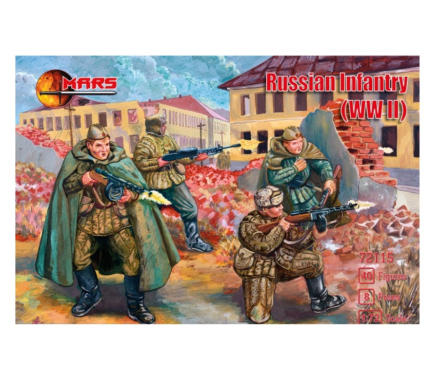 

72115MR Набор фигур WWII Russian Infantry 1/72 Mars, 1/72