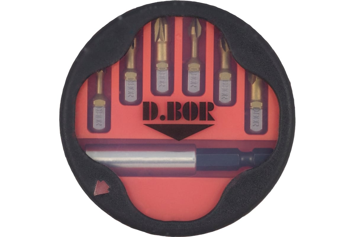 D.BOR Набор бит TiN-half из 7 шт: Ph 1-2-3; Pz 1-2-3; магнитный держатель 60 мм держатель телефона магнитный cartage в дефлектор прорезиненный