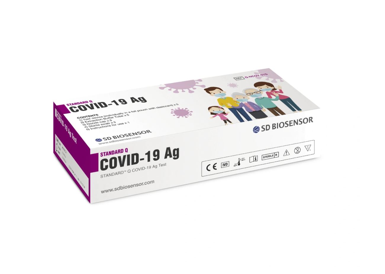 Купить Экспресс тест на антиген STANDARD Q COVID-19 AG (в индивидуальной упаковке на 5 человек), SD BIOSENSOR