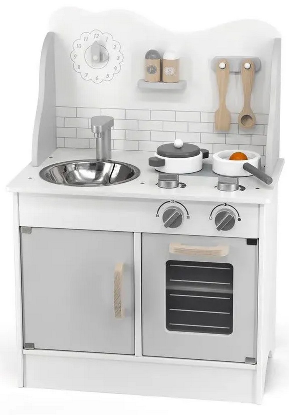 VIGA Набор Кухня PolarB серая с часами и аксессуарами VG44049 с 3 лет игрушечная кухня sebra серая