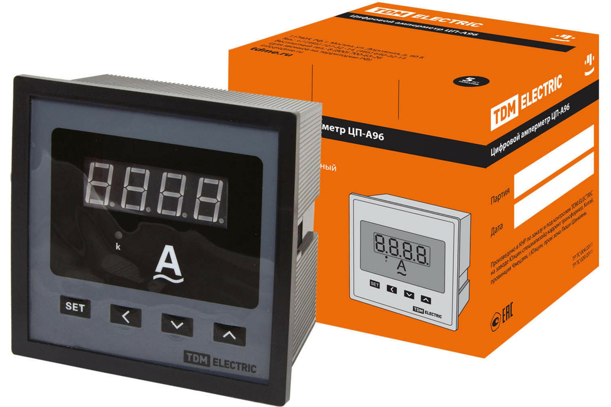 

Цифровой амперметр ЦП-А96 0-9999А-0,5-Р TDM SQ1102-0523