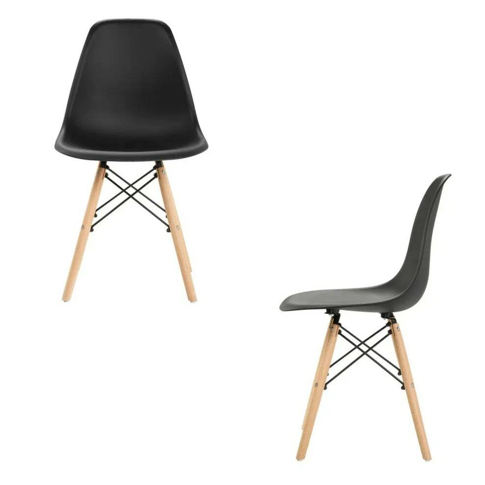 

Комплект стульев 2 шт. LEON GROUP для кухни в стиле EAMES DSW, черный, LEON Premium в стиле EAMES DSW