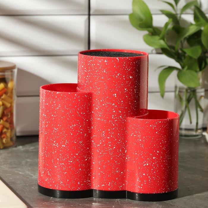 фото Доляна подставка для ножей и столовых приборов с наполнителем «зефир», цвет красный