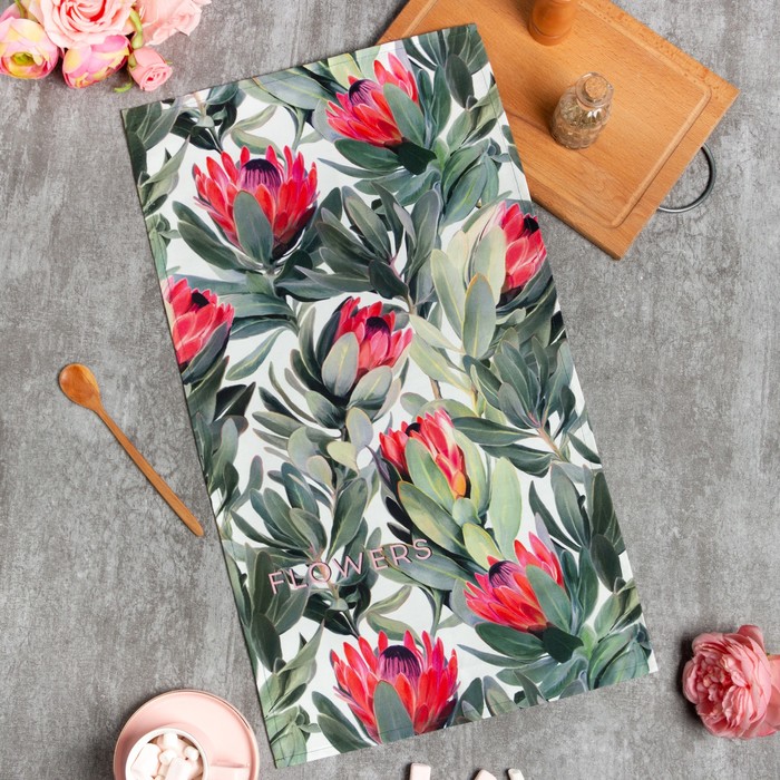 

Полотенце "Этель" Flowers 40х73 см, 100% хл, саржа 190 г/м2, Зеленый;розовый
