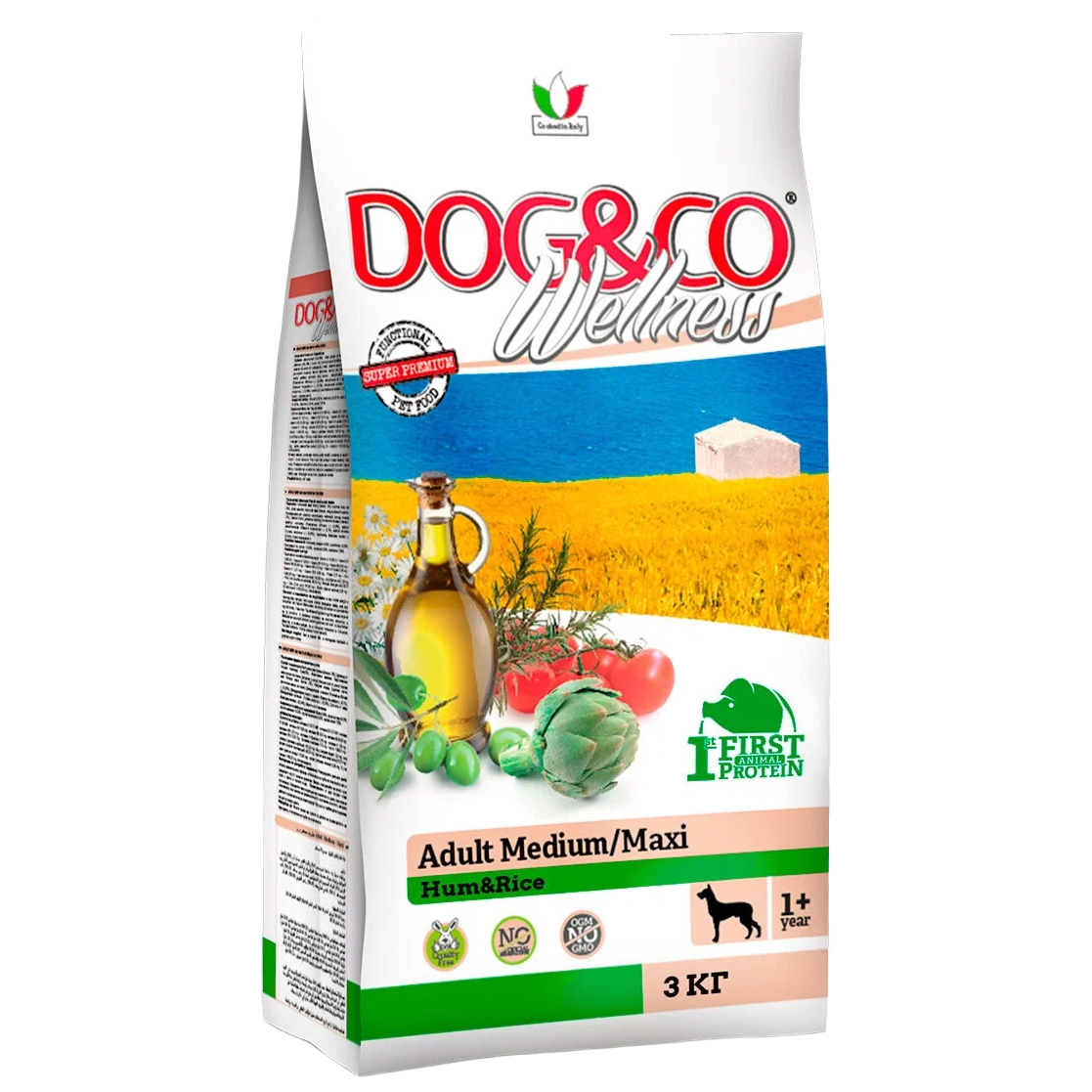 Сухой корм для собак Wellness Dog&Co Adult Medium-Maxi ветчина и рис, 3 кг