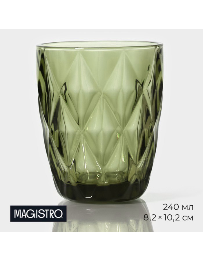 

Стакан Magistro Круиз стеклянный, 240 мл, зеленый