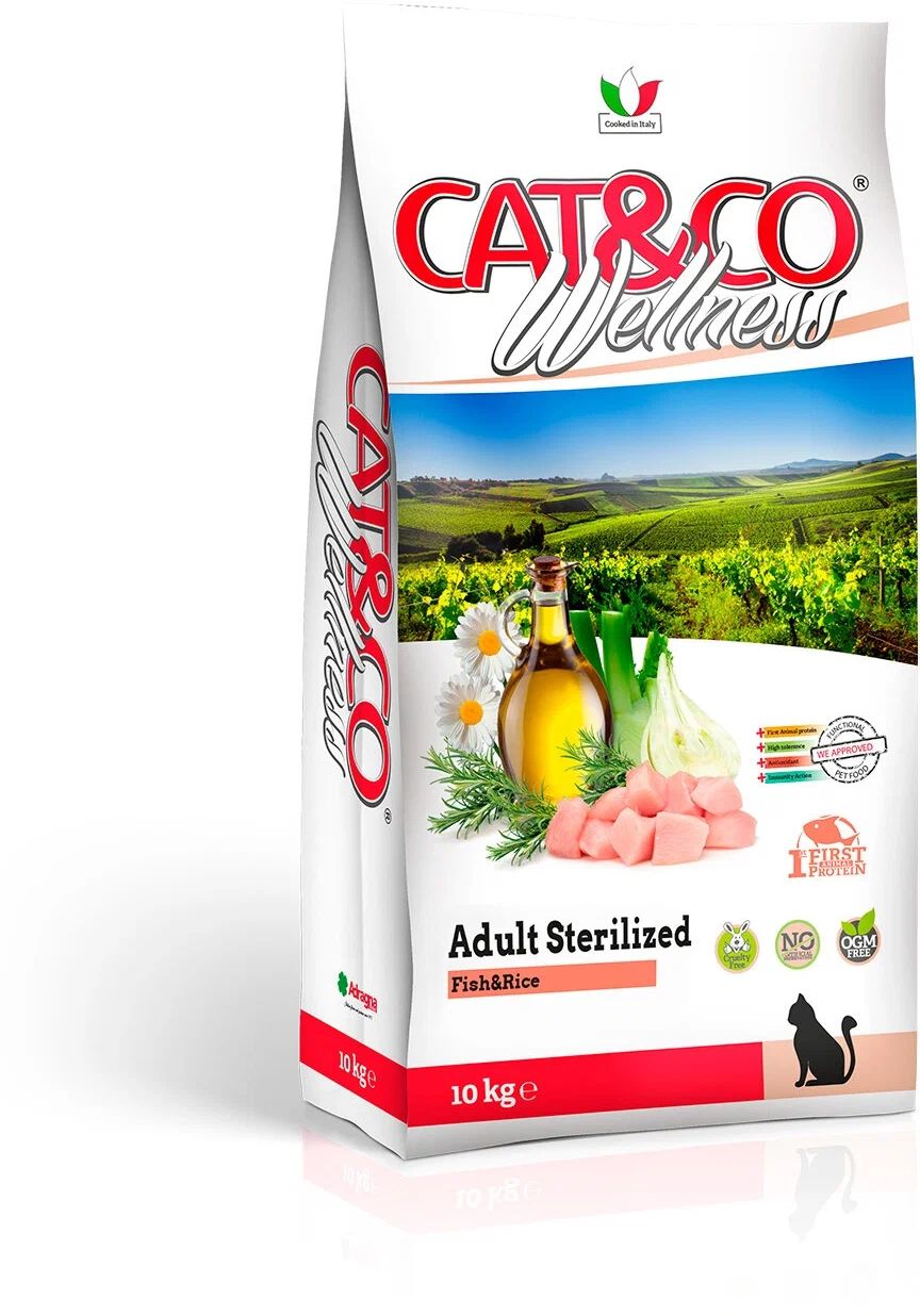 

Сухой корм для кошек Wellness Cat&Co Adult Sterilized рыба и рис, 10 кг