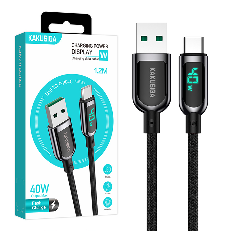 фото Кабель usb - type c 40w 5a 1,2 м черный kakusiga