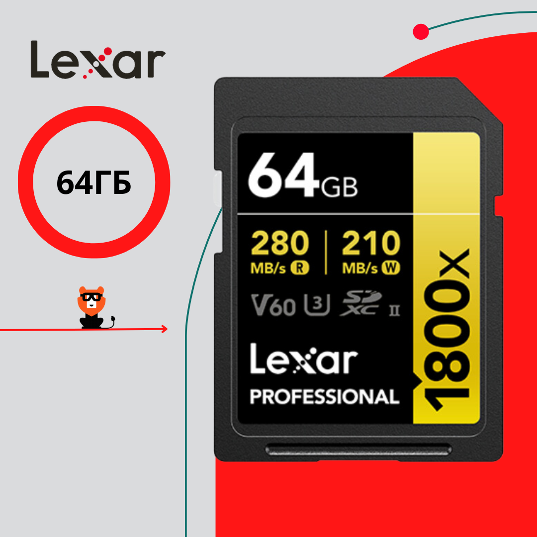 Карта памяти Lexar Professional SDXC 64GB BL 1800X UHS-II