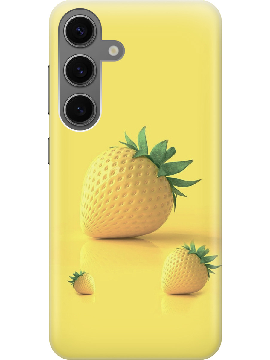 

Силиконовый чехол на Samsung Galaxy S24 с рисунком "Желтая клубника", Черный, 20011912