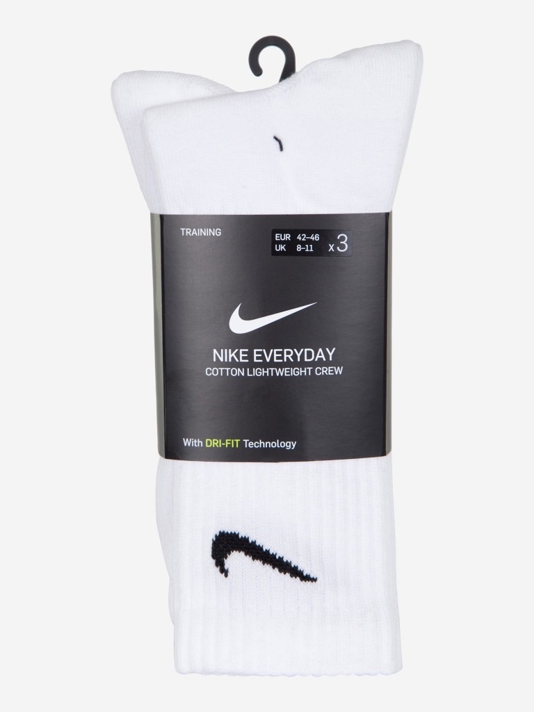 Комплект носков унисекс Nike 3PPK Value Cotton Crew-SMLX белых L, 3 пары