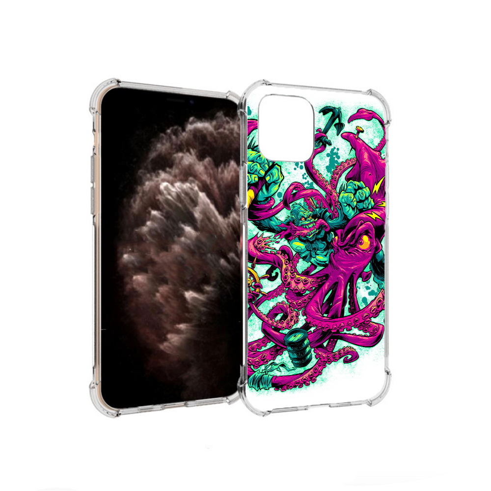 

Чехол MyPads Tocco для Apple iPhone 11 Pro фиолетовый кракен, Прозрачный, Tocco