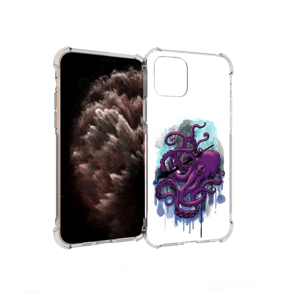 

Чехол MyPads Tocco для Apple iPhone 11 Pro фиолетовый осьминог, Прозрачный, Tocco