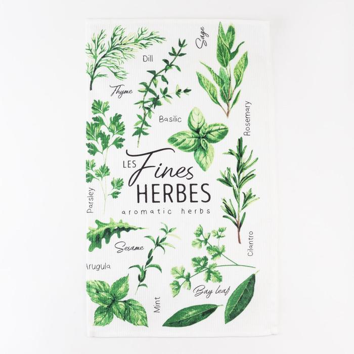 

Полотенце кухонное Доляна Fines herbes, 35х60 см, 100% хл, 160г/м2, Белый