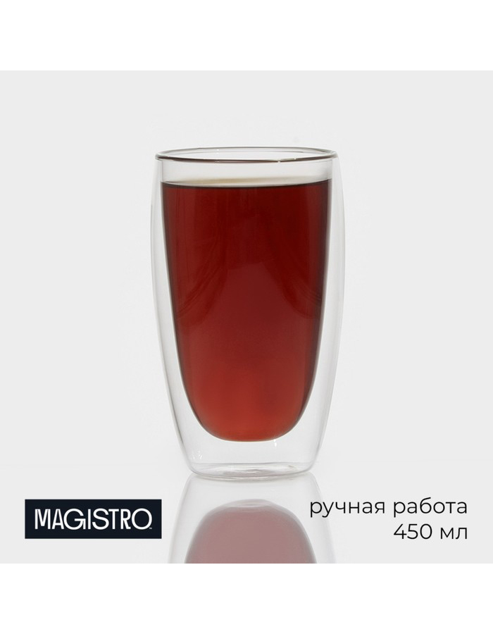

Стакан с двойными стенками Magistro Поль стеклянный, 450 мл, Прозрачный