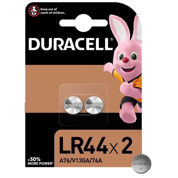 Duracell Батарейка алкалиновая Duracell, LR44 (А76, KA76, V13GA)-2BL, 1.5В, блистер, 2 шт.