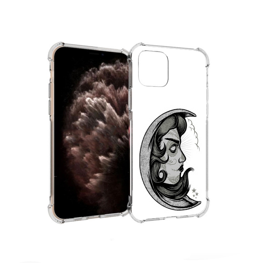 

Чехол MyPads Tocco для Apple iPhone 11 Pro черно белая луна с лицом, Прозрачный, Tocco