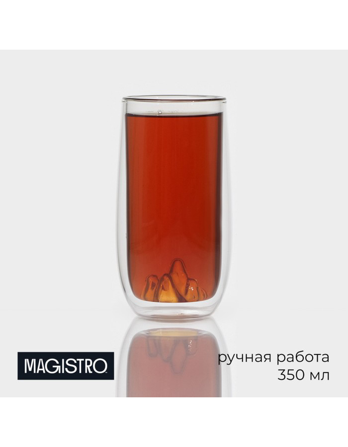 

Стакан с двойными стенками Magistro Горы стеклянный, 350 мл, Прозрачный