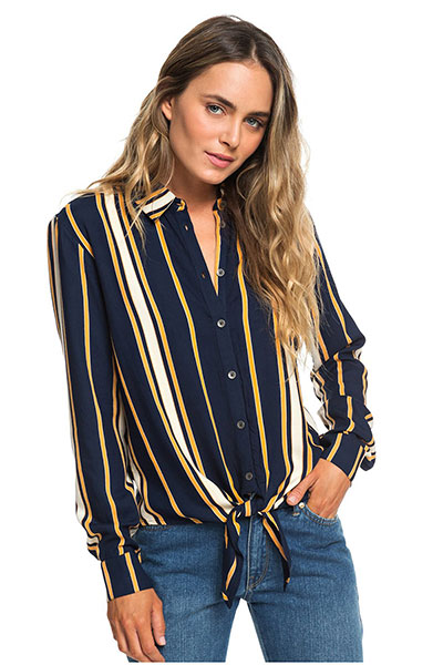 фото Женская рубашка с длинным рукавом suburb vibes, синий, s roxy