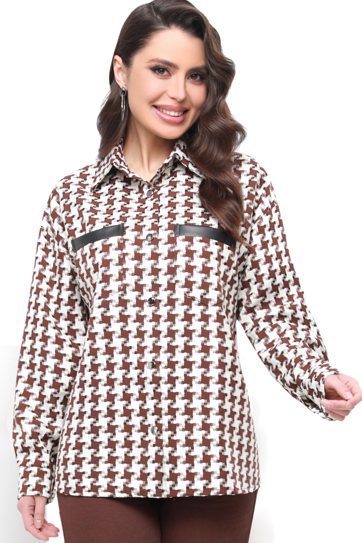 Рубашка женская DSTrend 457 коричневая 48 RU