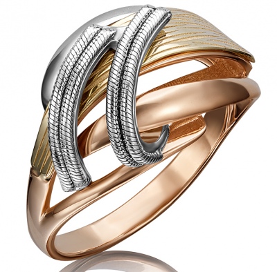 

Кольцо из комбинированного золота р. 18 PLATINA jewelry 01-5197-00-000-1140-48, 01-5197-00-000-1140-48