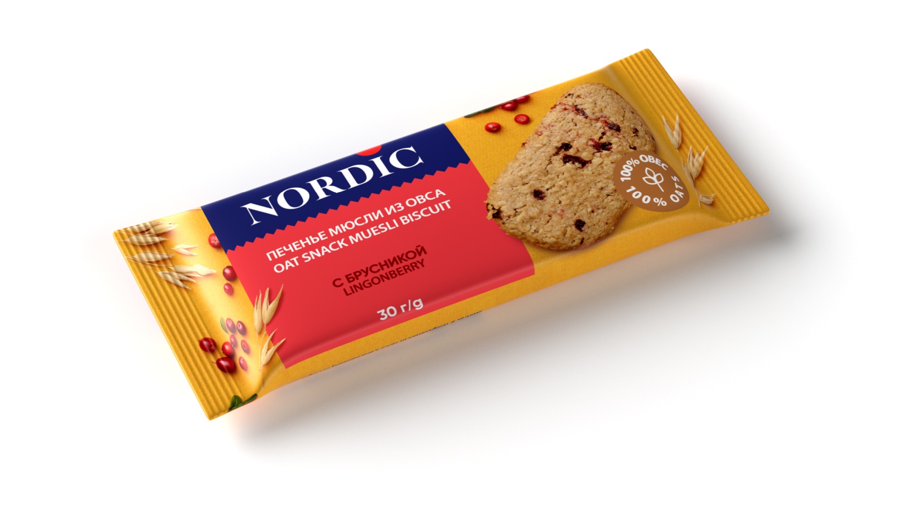 Печенье Nordic мюсли из овса с брусникой 30 г