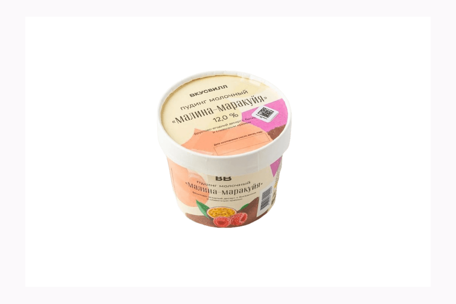 Пудинг молочный ВкусВилл Малина-маракуйя 12% 150 г