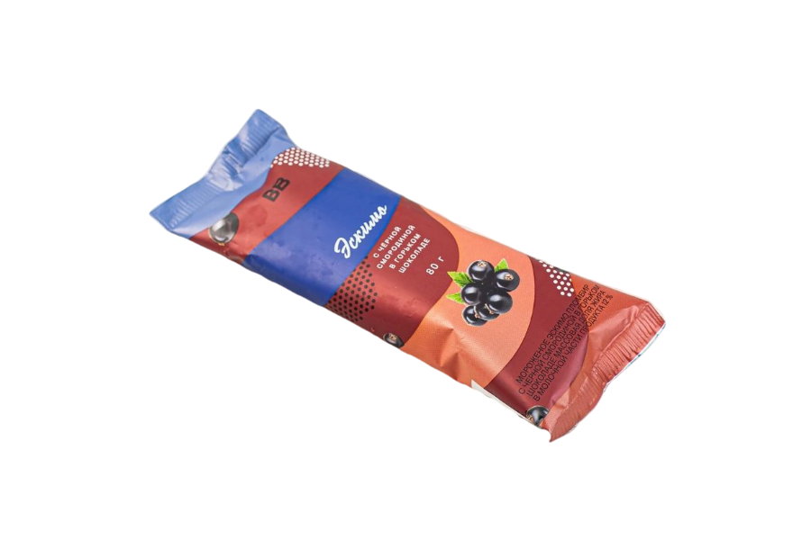 Мороженое сливочное ВкусВилл с черной смородиной в горьком шоколаде 80 г