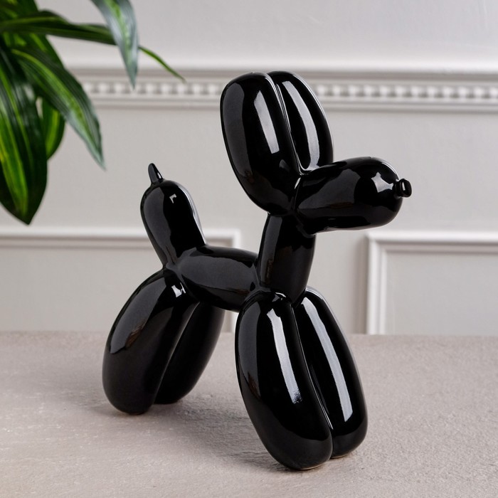 фото Керамика ручной работы статуэтка "воздушная собака", черная, 24 см