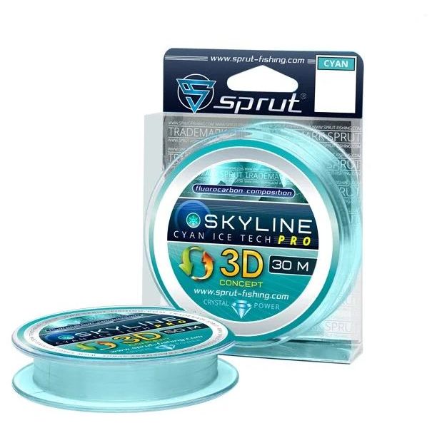 фото Леска зимняя sprut 3d icetech pro cyan 0,235mm/30m