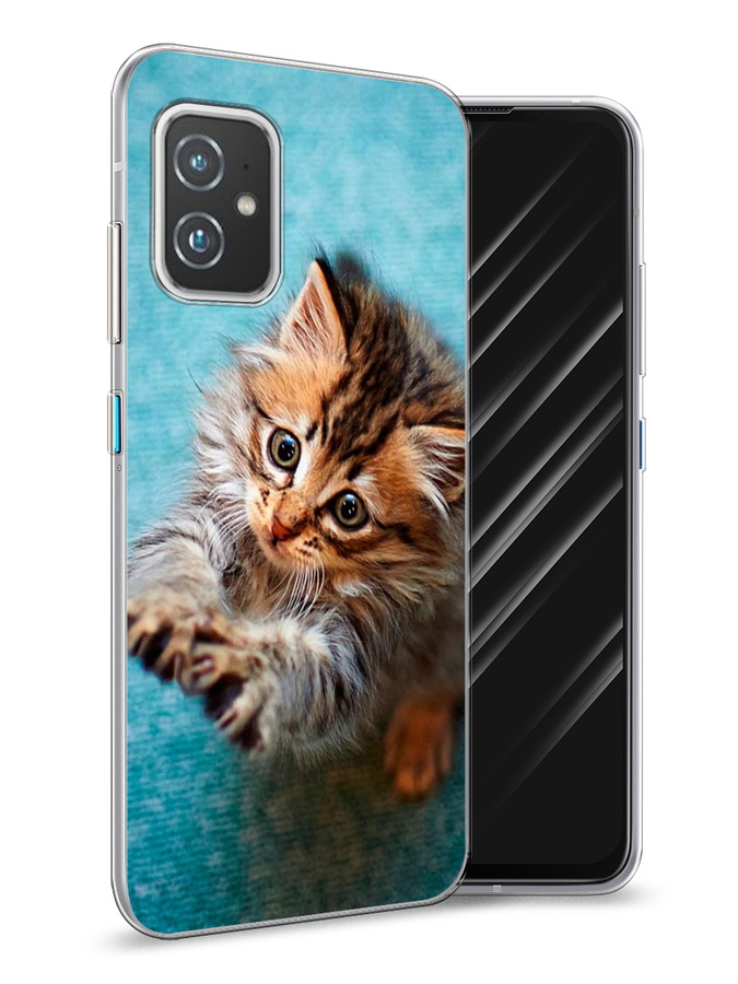 

Чехол Awog на Asus ZenFone 8 "Котенок просит есть", Голубой;коричневый;белый, 44450-2