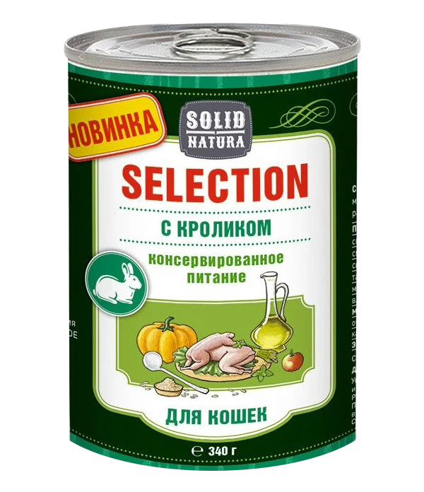 фото Solid natura solid natura selection для взрослых кошек с кроликом (340 гр х 12 шт)