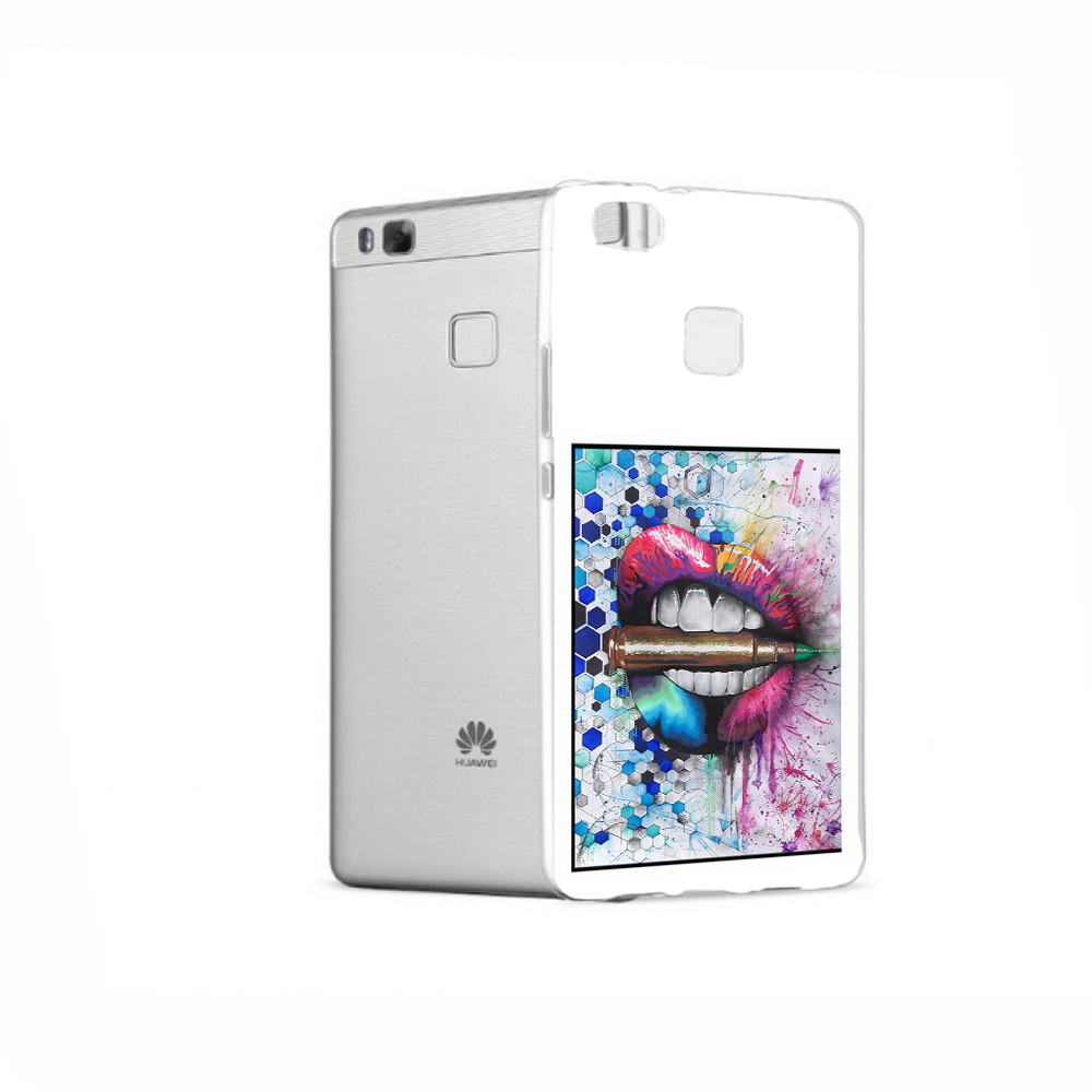 

Чехол MyPads Tocco для Huawei P9 разноцветные губы с пулей, Прозрачный, Tocco