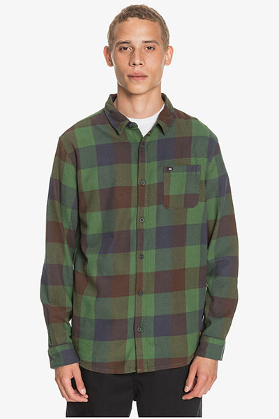 фото Мужская рубашка с длинным рукавом motherfly flannel, зеленый, s quicksilver