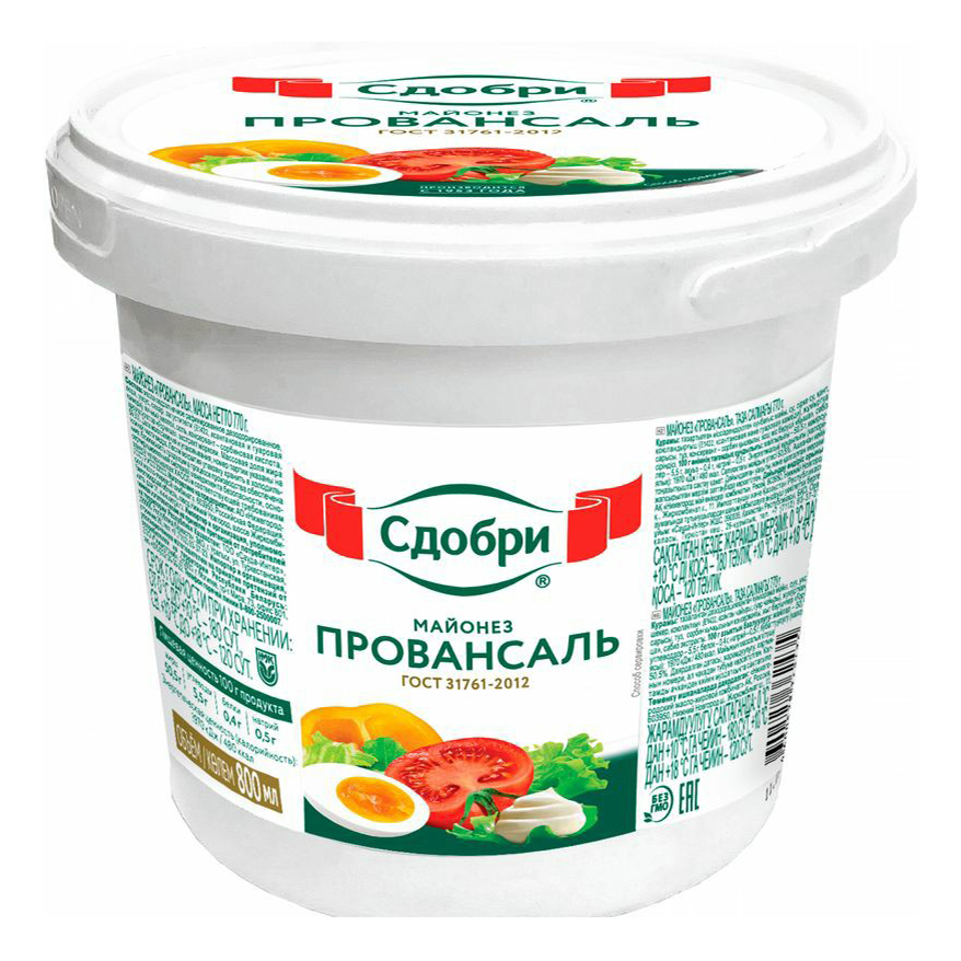 

Майонез Сдобри Провансаль 50,5% 770 г