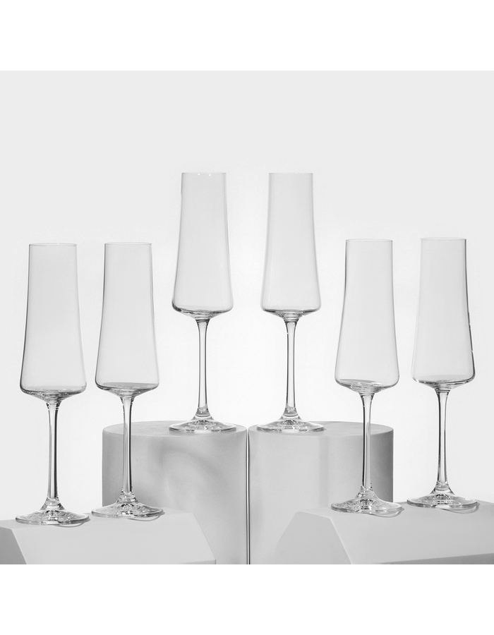 

Набор бокалов для шампанского Bohemia Crystal, хрустальное стекло 6 шт 210 мл, Прозрачный