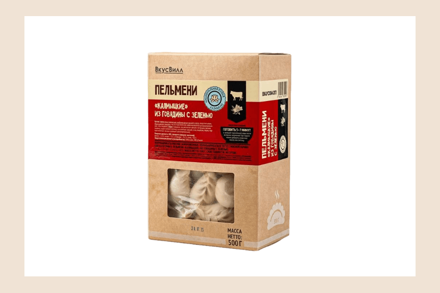 

Пельмени ВкусВилл Калмыцкие из говядины с зеленью 500 г