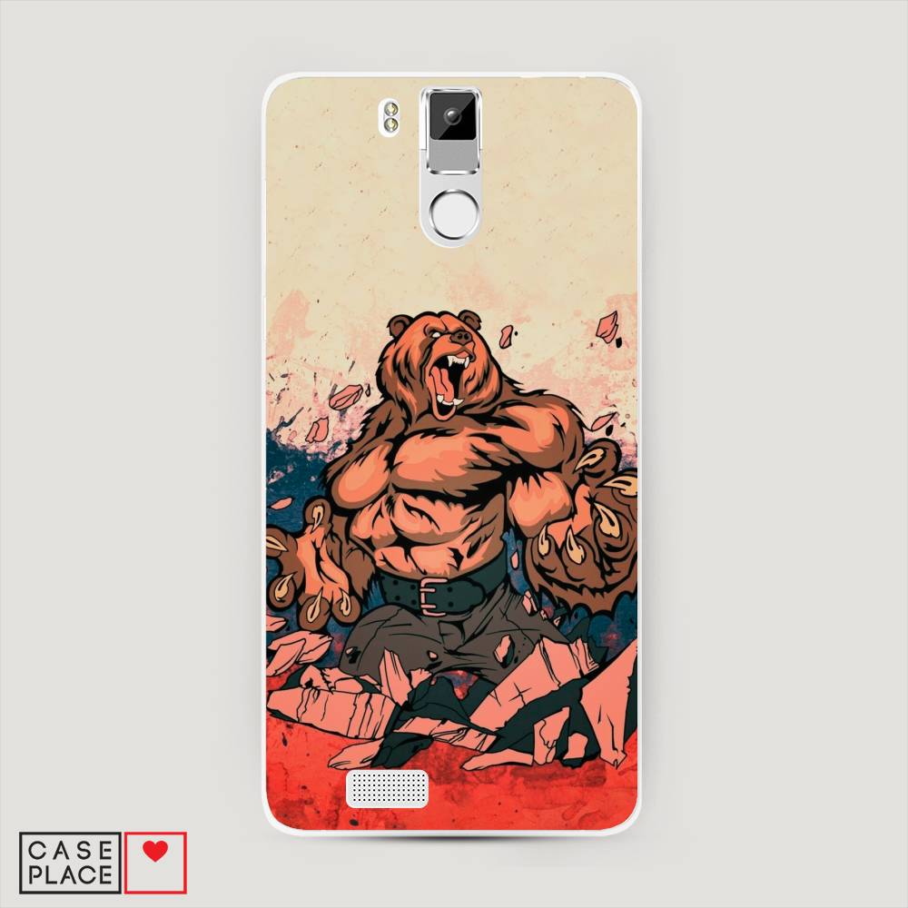 

Чехол Awog на Oukitel K6000 Pro / Оукитель K6000 Pro "Медведь с флагом РФ", Коричневый;синий;красный, 230150-2