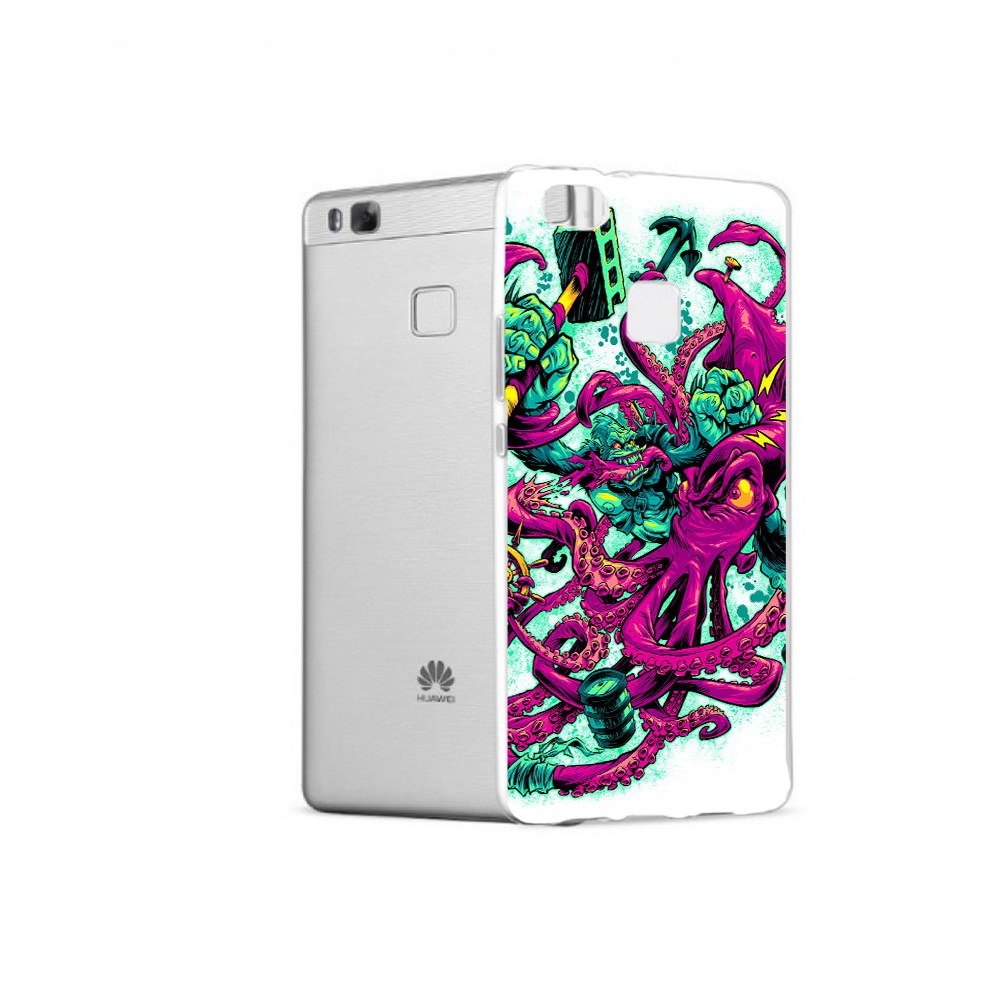 

Чехол MyPads Tocco для Huawei P9 фиолетовый кракен, Прозрачный, Tocco
