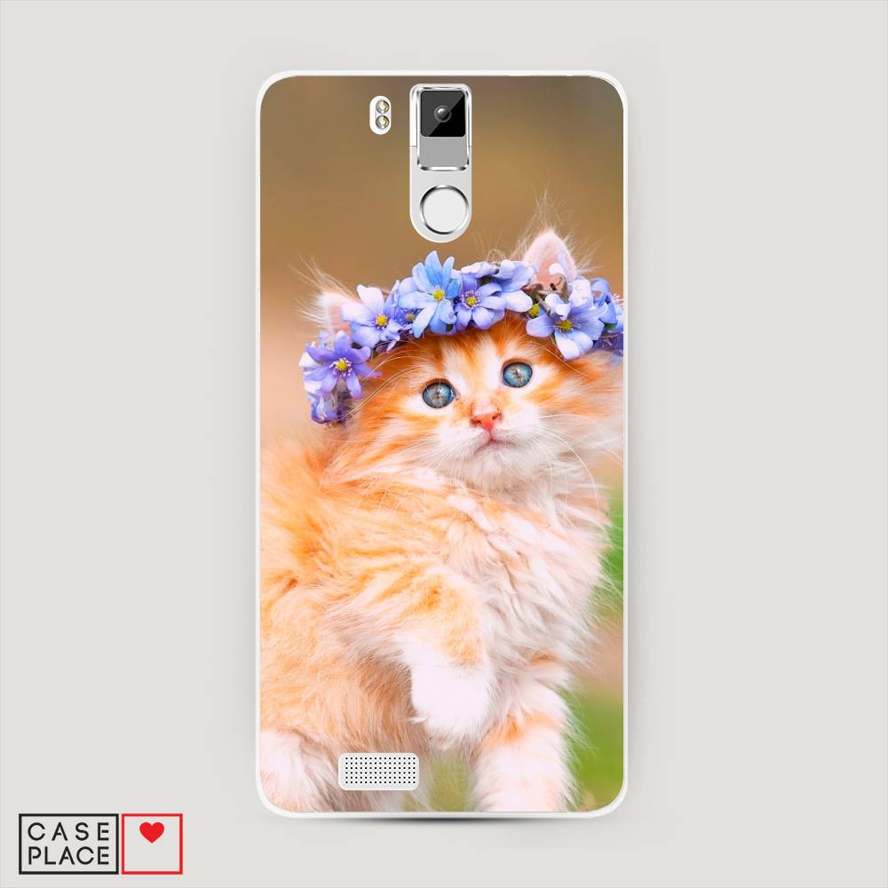 

Чехол Awog на Oukitel K6000 Pro / Оукитель K6000 Pro "Рыжий кот в венке", Коричневый;синий, 230150-1