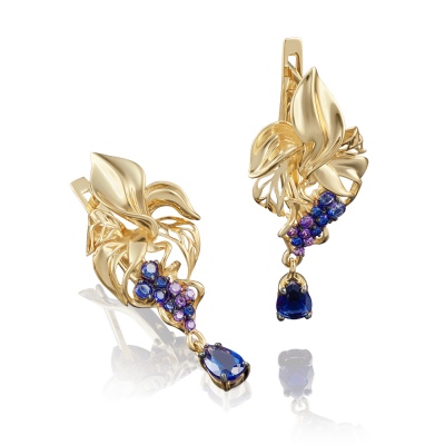 

Серьги из желтого золота с фианитом/эмалью PLATINA jewelry 02-3873-00-404-1130-48, 02-3873-00-404-1130-48