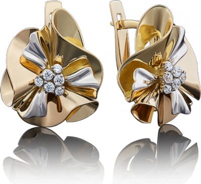 

Серьги из комбинированного золота с фианитом PLATINA jewelry 02-3914-00-401-1121-48, 02-3914-00-401-1121-48