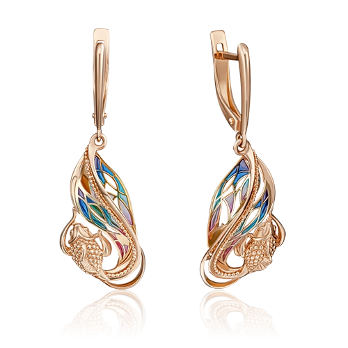 

Серьги из комбинированного золота с эмалью PLATINA jewelry 02-4226-00-000-1113-48, 02-4226-00-000-1113-48
