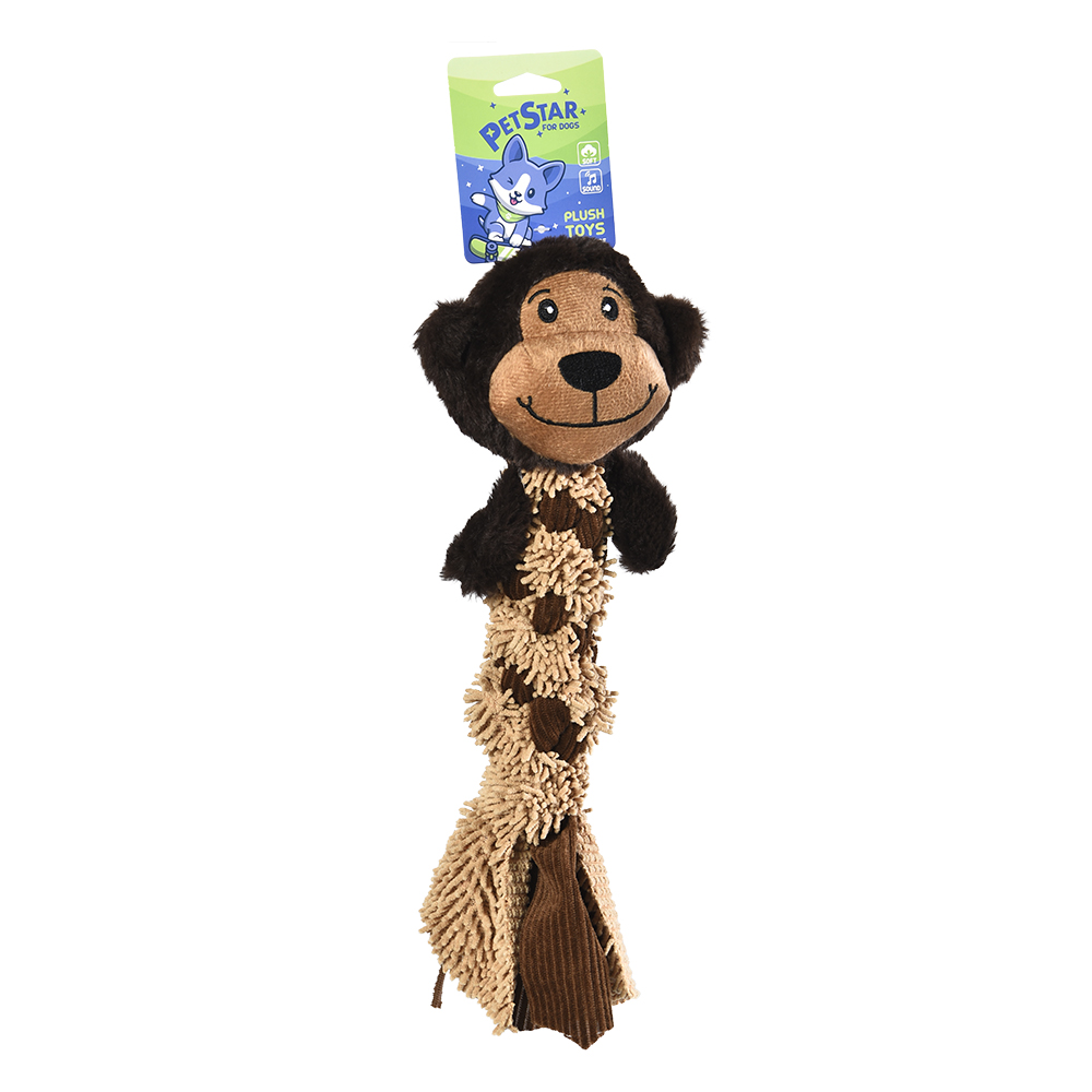 

Игрушка для собак PET STAR Обезьяна с канатом и пищалкой, плюшевая, 13х45см, ОБЕЗЬЯНА